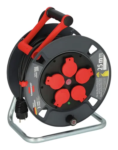 Brennenstuhl Kabeltrommel 25 m schwarz mit Schutzkontakt-Stecker - Kabeltrommel für vielseitige Anwendungen, ideal für den Einsatz im Freien mit 25 m Kabellänge und robustem Design für maximale Sicherheit.
