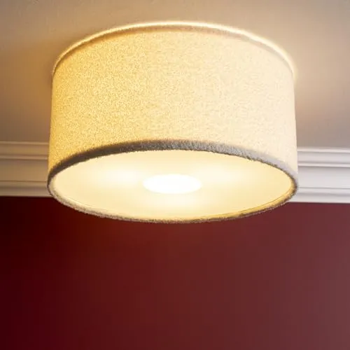 Lightbox Deckenleuchte, 3-flammig, hochwertiger Teddy-Stoff - Lampen für den Innenbereich, stilvolle beige Deckenlampe aus hochwertigem Teddy-Stoff, dimmbar über Wanddimmer, ideal für gemütliche Wohnzimmeratmosphäre.