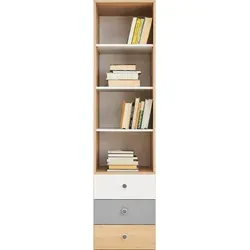 Regal aus Eiche mit 3 Schubladen, 45x190x40 cm - Stylisches Regal für das Wohnzimmer, bietet mit 3 Schubladen zusätzlichen Stauraum. Hergestellt aus robustem Holzwerkstoff, ideal für Bücher und Deko.