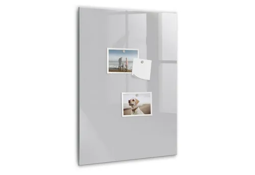 Tulup Magnettafel aus Glas, Hellgrau, 40x60 cm – Dekorative Magnettafel für Zuhause & Büro - Vielseitige Magnettafel aus bruchsicherem Glas, ideal für Notizen und Fotos. Inklusive 5 starken Neodym-Magneten und Marker – perfekt für eine stilvolle Organisation!