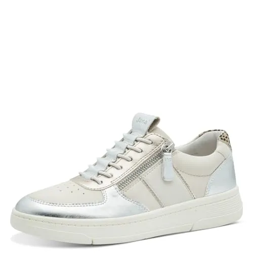 Jana Damen Sneaker flach Freizeit Vegan – Mehrfarbig (Metallic Comb), 42 EU - Damen-Sneaker mit H-Weite für breite Füße, aus 100 % veganen Materialien, bieten hohen Tragekomfort und trendiges Design für jeden Freizeit-Look.