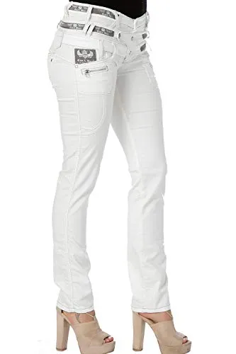 Cipo & Baxx Slim-fit-Jeans CBW-0245 - Moderne Slim-fit-Jeans in Weiß mit zusätzlichen Gürtelschlaufen für perfekten Sitz. Ideal für einen lässigen Look und bequem zu tragen.