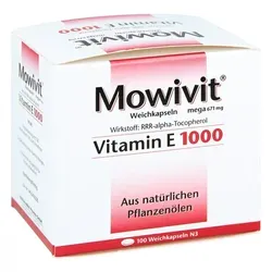 Mowivit Vitamin E 1000 - 100 Weichkapseln - Nahrungsergänzungsmittel zur Behandlung von Vitamin-E-Mangel, unterstützt das Immunsystem und schützt die Zellen vor oxidativem Stress.