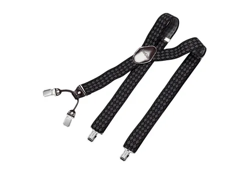 DonDon Hosenträger für Herren 3,5 cm breit 4 Clips mit braunem Leder längenverstellbar (1-St) Y-Form, verstellbar mit Clipverschluß, elastisch