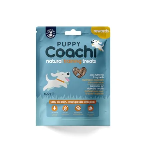 Coachi Natürliche Leckerlis fürs Welpentraining - Gesunde, Getreidefreie und Hypoallergene Leckerlis für Welpen. Weich und einfach teilbar. Der gesunde Snack für Welpen (Huhn, 100g)
