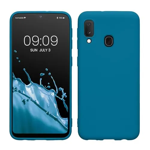kwmobile Handyhülle für Samsung Galaxy A20e Hülle - TPU Case - Kabelloses Laden - Schutzhülle Cover in Karibikblau