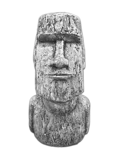 Gartenfigur Moai-Kopf für den Garten in grau von gartendekoparadies