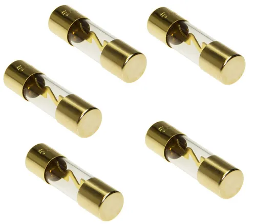Adapter Universe Kfz-Sicherungshalter 5 x AGU Sicherung Glassicherung vergoldet 40 Ampere Set für KFZ Auto