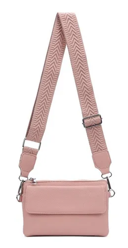 ITALYSHOP24 Geldbörse Damen Umhängetasche CrossBody Brieftasche Geldbörse Handytasche Reise (Tasche mit einem breitem Muster Stoffgurt/Umhängeband), Bodybag Cross Bag Schmucktasche Brieftasche Clutch Abendtasche