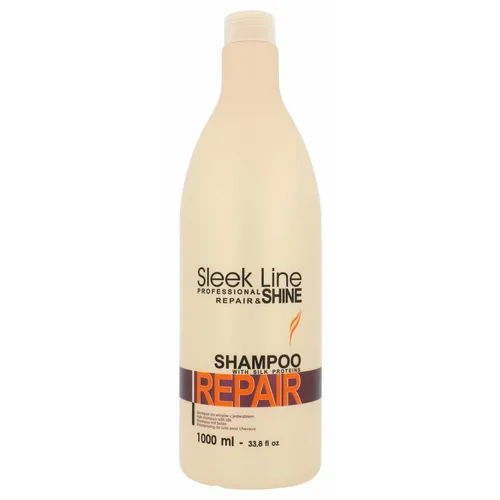 Stapiz Sleek Line Repair Shampoo 1L - Shampoo für geschädigtes Haar, angereichert mit Seidenproteinen für intensive Feuchtigkeit und Glanz. Ideal nach Färbe- und Dauerwellenbehandlungen. Inhalt: 1000 ml.