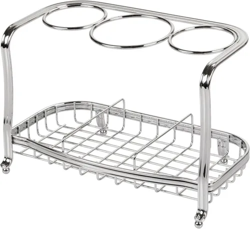 mDesign Badaccessoire-Set Fönhalter Regal silber Glätteisenhalter Haarstylinghalter Badorganiz