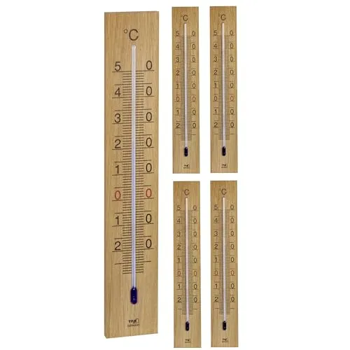 TFA Dostmann Analoges Innen Außen Thermometer aus Eichenholz, 12.1059.01, 27,40 cm groß, Gartenthermometer, Thermometer für Haus und Zimmer, zum Hängen, gut ablesbare Skala, braun (5)