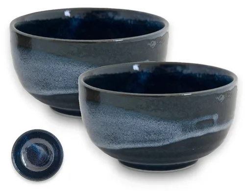 WestCraft Teeschale Matcha Bowl aus edlem Porzellan – Made in Japan, ca. 400 ml, 2-tlg., Porzellan, Spürbare Glasur mit Struktur, hochwertige Tee-Schale