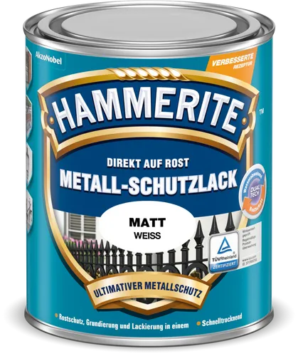 Hammerite Metallschutzlack Matt, Weiss, 750ml in weiß von Hammerite