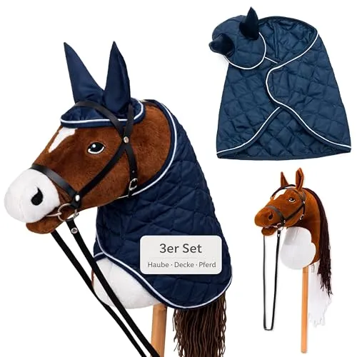 Hoofly® Hobby Horse Set – Großes Steckenpferd für Kinder mit Zubehör - Vielseitiges Hobby Horse Set mit Trense, Decke und Fliegenhaube für kreatives Spiel. Ideal für Parcours und Turniere, sorgt für authentisches Hobby Horsing Erlebnis. In verschiedenen Farben erhältlich.