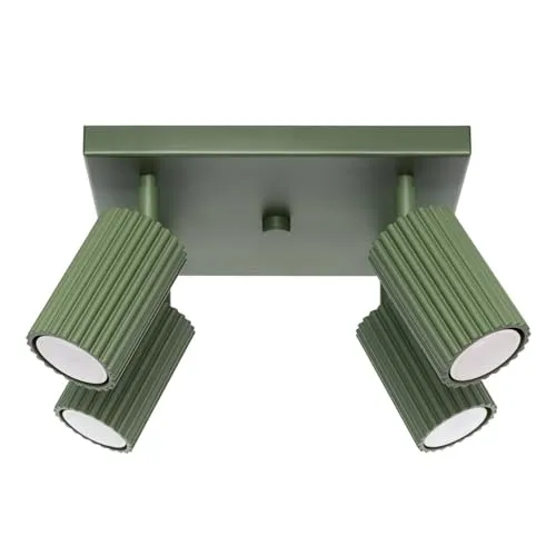 Licht-Erlebnisse Deckenstrahler 4-flammig GU10 aus Aluminium B: 25 cm klein schwenkbar verstellbar in Grün Modern Deckenleuchte Wohnzimmer Deckenlampe innen