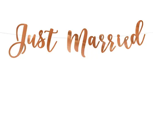 partydeco Girlande, Girlande Just Married 77x20cm Papier Hochzeit Rosegold
