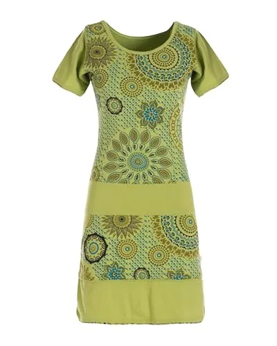 Vishes - Alternative Bekleidung - Kurzarm Damen Sommer-Kleid Mini-Kleid Tunika-Kleid T-Shirtkleid hellgrün 36