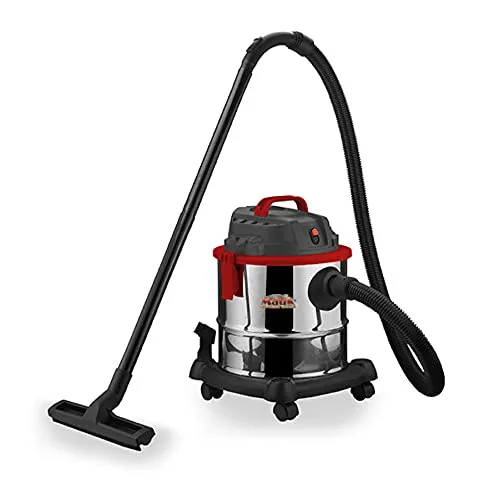 Mauk 2062 20L Nass- & Trockensauger aus Edelstahl, 1200 W - Robuster 20L Nass- & Trockensauger mit waschbarem Filter und Laub-Gebläse-Funktion für vielseitige Reinigungsaufgaben in Werkstätten und Zuhause.