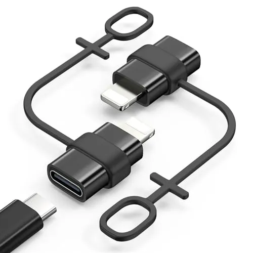 MoKo USB C auf Lightning Adapter 2Stück, Nicht für Audio/OTG, Adapter USB C auf Lightning mit Schnelles Laden Anti Verlust Seil für iPhone 14/13/12/11/X, Pad Pro/Air 5/Mini 6, Pod Nano/Touch, Schwarz