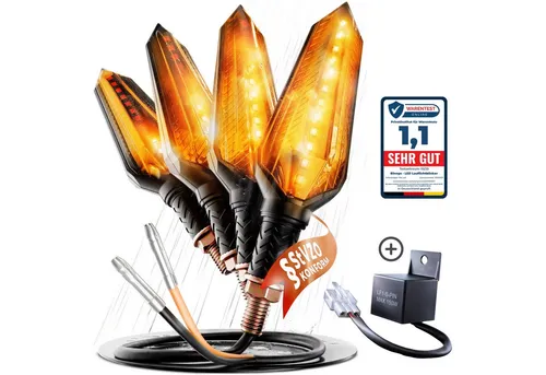 Binego Mini LED Blinker für Motorräder – E-geprüft, Universell, Gelb - Hochwertige Mini LED Blinker für Motorräder, Roller und Quads. Mit ECE E24 Zertifizierung für Sicherheit und lange Lebensdauer. Spritzwassergeschützt und einfach zu montieren.