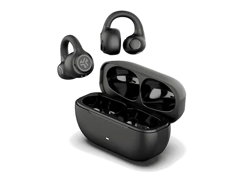 JLAB Flex Open Air - Open-ear Bluetooth Kopfhörer in Schwarz, ultraleichtes Clip-On-Design für beeindruckenden Sound und Alltagstauglichkeit