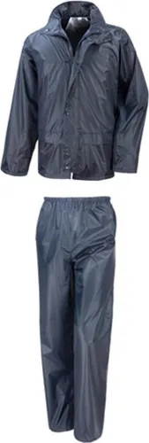 Result Core R225X Rain Suit - Navy 3XL - Funktionsjacke und -hose, wasserabweisend bis 2.000 mm, mit integrierter Kapuze und verstellbarem Kordelzug für optimalen Schutz bei jedem Wetter.
