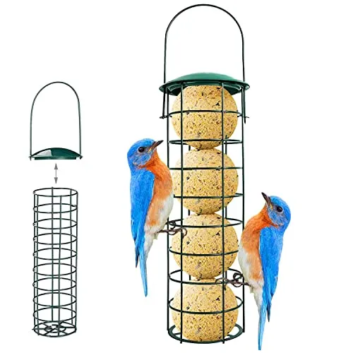 Suprcrne Meisenknödelhalter rostfreiem Metall Futterspender, Futterstation für Vögel zum Aufhängen, Meisenknödel Spender zur ganzjährigen Wildvögel Fütterung Grün