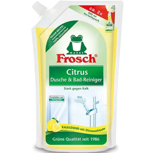 Badreiniger Frosch Citrus Dusche & Bad-Reiniger 950 ml NFB kraftvoller Reiniger für Dusche und Bad, Nachfüllbeutel 06563