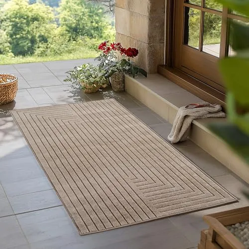 Carpetsale24 Outdoor Teppich 80x150 cm - Vielseitiger Kurzflor-Teppich für Wohnzimmer, Schlafzimmer und Outdoor-Bereich, pflegeleicht, waschbar und hypoallergen – ideal für Familien mit Kindern und Haustieren.