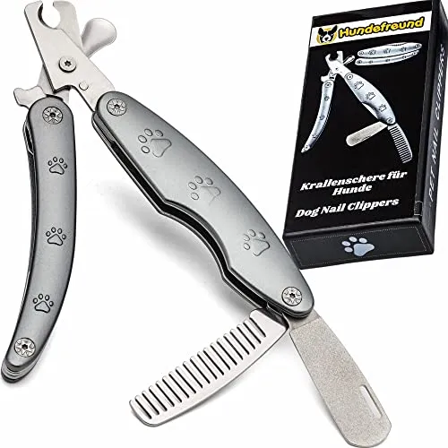 Hundefreund Krallenschere für Hunde mit Nagelfeile und Kamm