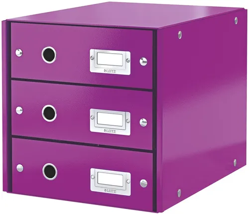 LEITZ Organizer Schubladenbox 3 Fächer Karton violett (3 Stück)