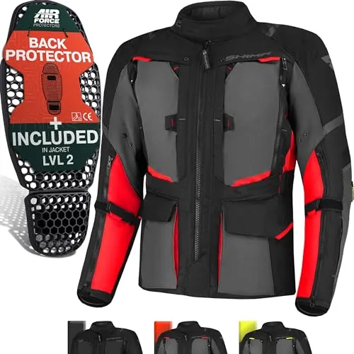 SHIMA Unisex Hero 2.0 Color Jacke - Rot, 4XL - Schutzjacke mit Rücken-, Schulter- und Ellbogenprotektoren aus strapazierfähigem Cordura-Gewebe, ideal für alle Wetterbedingungen dank herausnehmbarer Membrane und Belüftungsöffnungen.