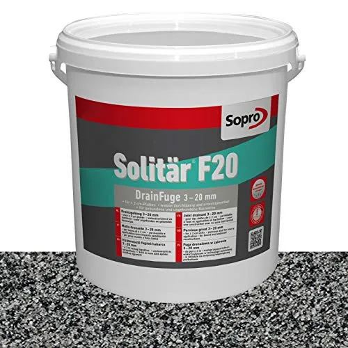 Sopro Designfuge Solitär F20 Pflastergrau 25kg - Fugenabdichtungen, einkomponentiger, gebrauchsfertiger Pflasterfugenmörtel für keramische Terrassenplatten, frost- und tausalzbeständig, ideal für ungebundene und gebundene Bauweisen.