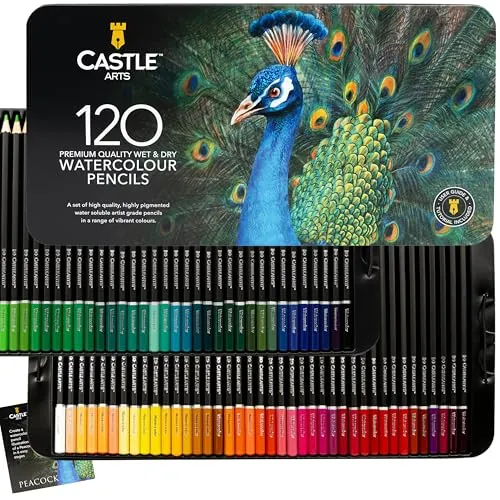 Castle Art Supplies 120 Aquarellstifte-Set in schwarz von Castle Art Supplies