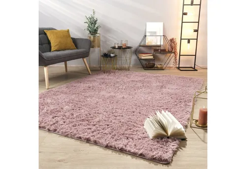 TT Home Teppich, Rechteckig, Höhe: 37 mm, Teppich Wohnzimmer Hochflor Langflor Weich Soft Modernes Einfarbiges D