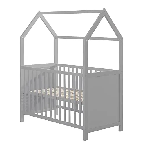 roba Hausbett 60 x 120 cm - Höheneinstellbar & FSC-zertifiziert - Betten: Höheneinstellbares Babybett in Hausoptik, umbaubar zum Kuschelsofa, ideal für eine lange Nutzung von Geburt bis 8 Jahre.