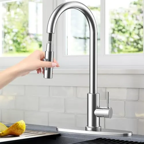 Wasserhahn Küche mit Abnehmbare Basis, Küchenarmatur Ausziehbar Mischbatterie Küche, Edelstahl Heiß Kalt Armatur Küche G3/8'' Verbindung 360° Drehung Spültischarmatur mit Brause Zwei Wasserstrahlarten