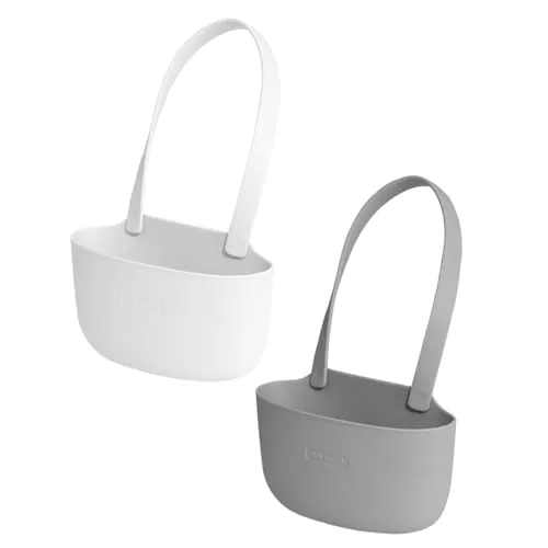 FIBOUND 2 Stücke Küchenspüle Verstellbarer Aufbewahrungskorb, Sponge Holder Kitchen Sink, Sponge Holder, Kitchen Sink Caddy, Schwämme, Handtücher und Seifen Trocken Halten (Weiß+Dunkelgrau)