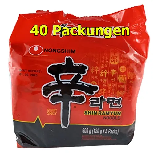 Shin Ramyun Instant Nudeln Gourmet würzig 40er Pack (40 x 120g) Asia Nudelgericht
