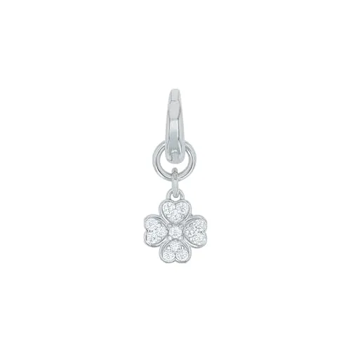 Amor Charm Kleeblatt 925 Sterling Silber - Eleganter Damen Charm aus 925 Sterling Silber, besetzt mit 13 funkelnden Zirkonia-Steinen. Kommt in einer Geschenkbox – perfekt für besondere Anlässe!
