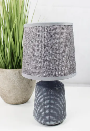 Tischlampe aus Keramik Beton-Optik Grau kleine Nachttischlampe Beistelllampe 15x 28 cm Tischleuchte