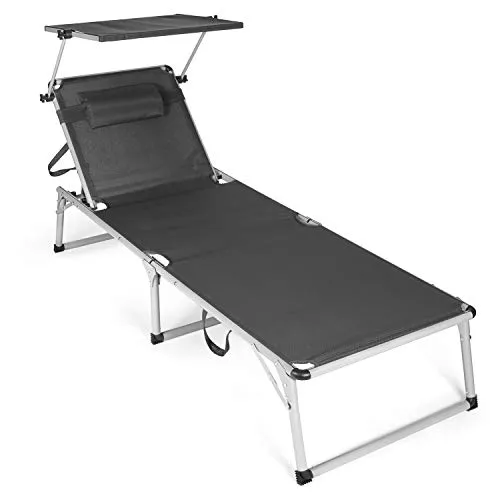 Park Alley PA-5289 Sonnenliege Deluxe grau - Liegen für höchsten Komfort im Freien, mit abnehmbarem Kissen und verstellbarer Rückenlehne für optimale Entspannung. Ideal für Balkon, Garten oder Strand.