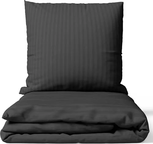 Leonado Vicenti Satin Bettwäsche 200x220 cm Grau | 100% Baumwolle Damast | 4-Jahreszeiten Set mit Kissenbezug 80x80 cm | Premium Qualität | Weich & Hautfreundlich | Mit Reißverschluss