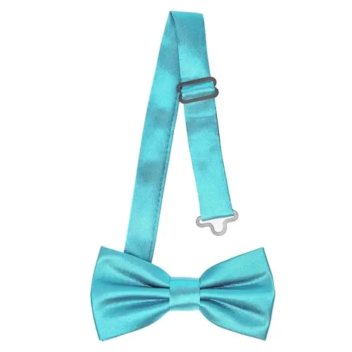 Ladeheid Kinder Jungen Fliege - Vorgebunden, Einstellbares Band, Glänzendes Design, Ideal für Hochzeit, Geburtstag, Einschulung - Strapazierfähig & Stilvoll BKS (10cm x 5cm, Türkis)