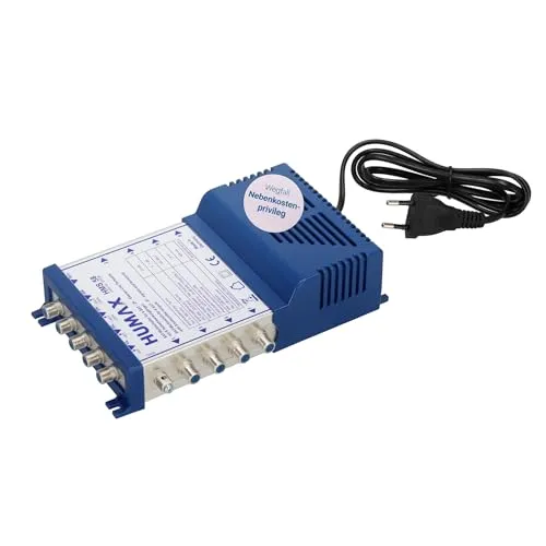 HUMAX HMS 58 Multischalter - Aktiver Multischalter für bis zu 8 Teilnehmer, ideal für analoge & digitale Programme. Mit 22 kHz Generator für Quattro/Quad-LNBs und terrestrische Signal-Einspeisung.