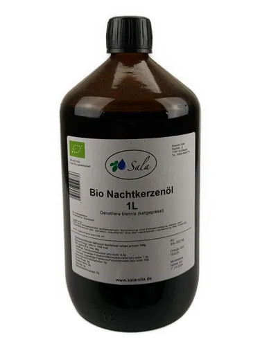 Sala Nachtkerzenöl kaltgepresst BIO food grade 1 L 1000 ml Glasflasche