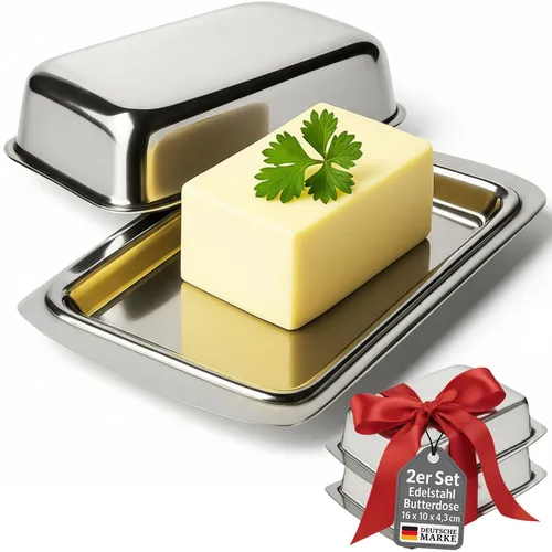 Butterdose Edelstahl Butterglocke Butterschale Butterbehälter Butter Dose 2 x