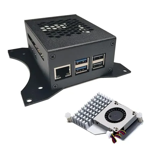 Raspberry Pi 5 Big Case mit VESA Halterungen und Active Cooler. Unterstützung für Shield PCIe M.2 NVMe SSD (Case Big)