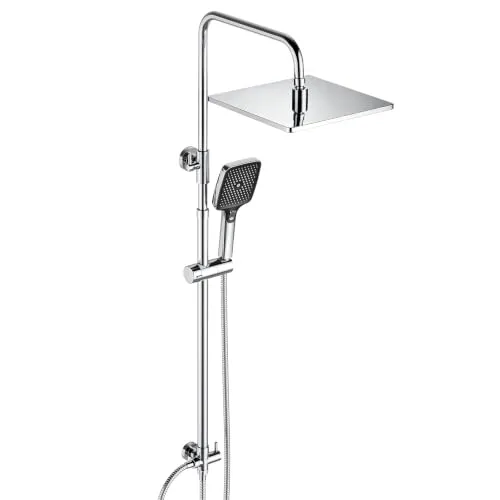 JOHO Edelstahl Duschsystem ohne Armatur – Regendusche & Handbrause 25x25 cm